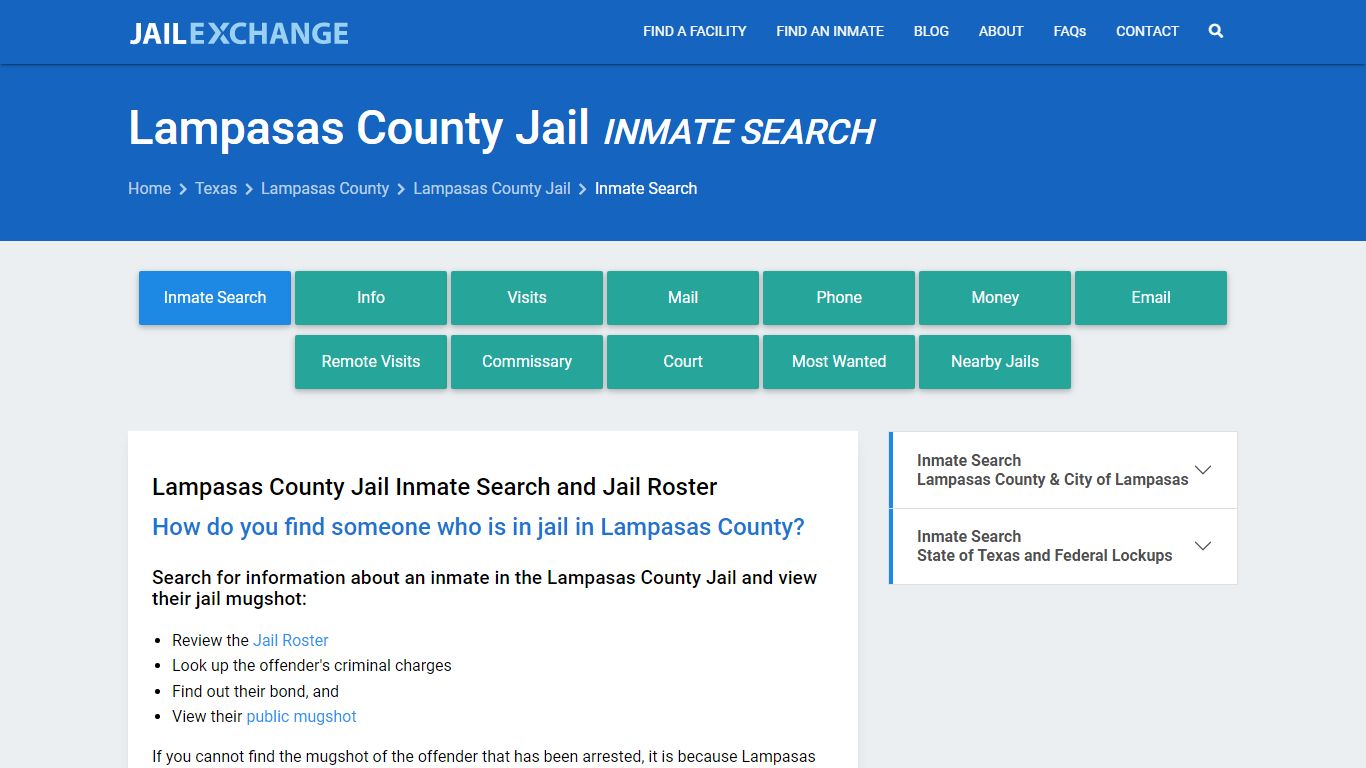 Inmate Search: Roster & Mugshots - Lampasas County Jail, TX