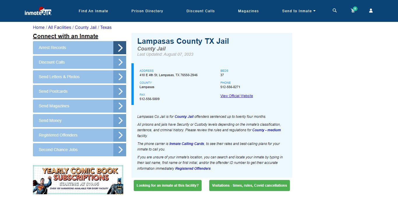 Lampasas County TX Jail - Inmate Locator - Lampasas, TX